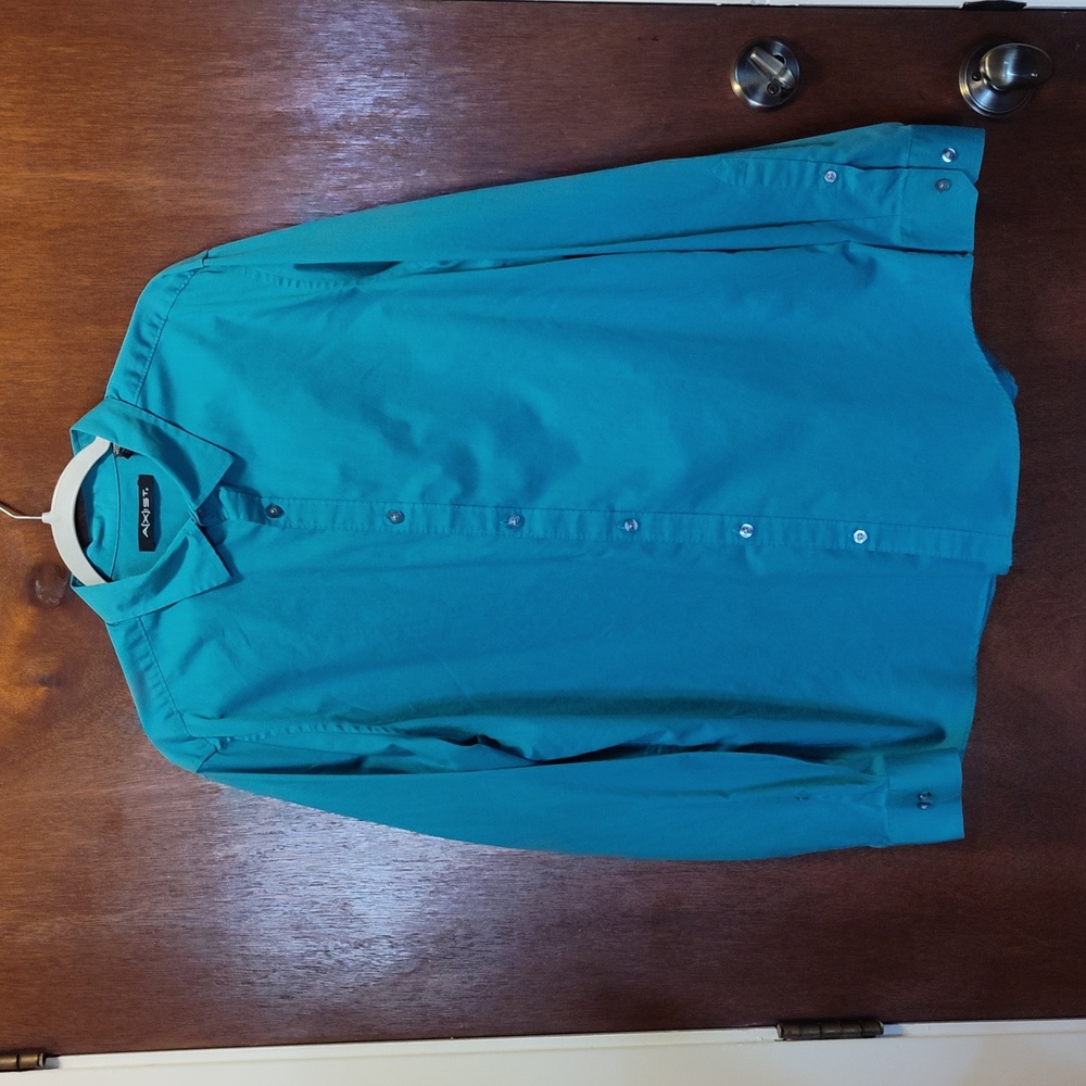 AXIST Teal Green Long Sleeve Button Down Shirt, Men's size XL